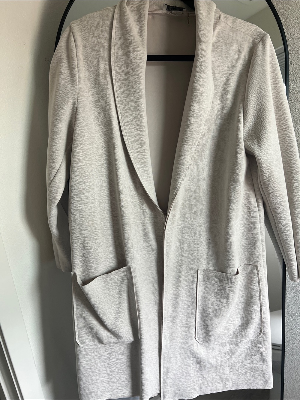 Women's Cream Open-Front Long Blazer Coat